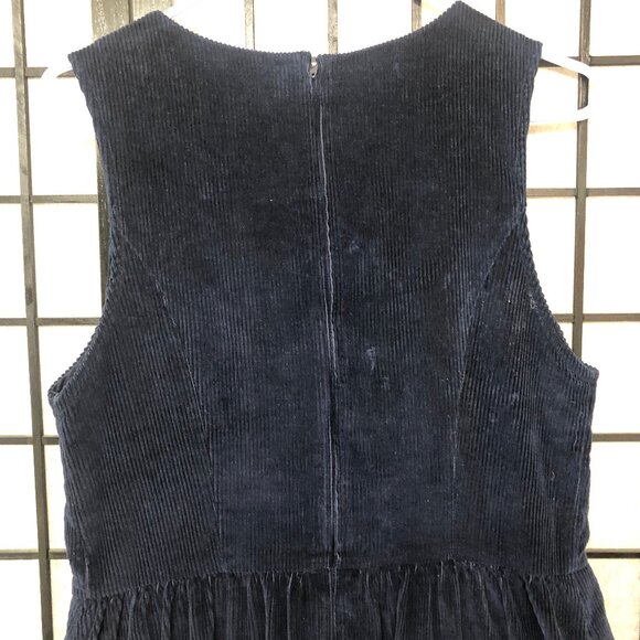Vintage 80s Navy Blue Corduroy Jumper Dress Misty Lane ILGWU Large 11/12 cute B2 - Picture 10 of 12
